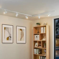 Lindby 1-fase railsysteem Linaro, GU10, 5-lamps, wit