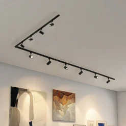 Lindby 1-fase railsysteem Linaro, GU10, 10-lamps zwart