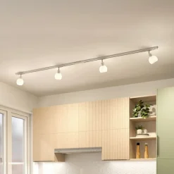 Lindby 1-fase railsysteem Linaro, E14, 4-lamps, wit
