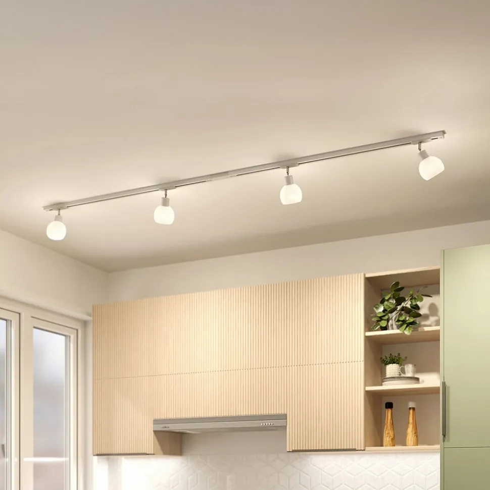 Lindby 1-fase railsysteem Linaro, E14, 4-lamps, wit