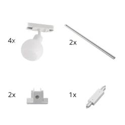 Lindby 1-fase railsysteem Linaro, E14, 4-lamps, wit