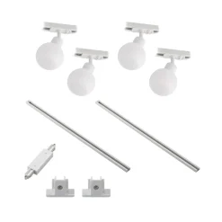 Lindby 1-fase railsysteem Linaro, E14, 4-lamps, wit