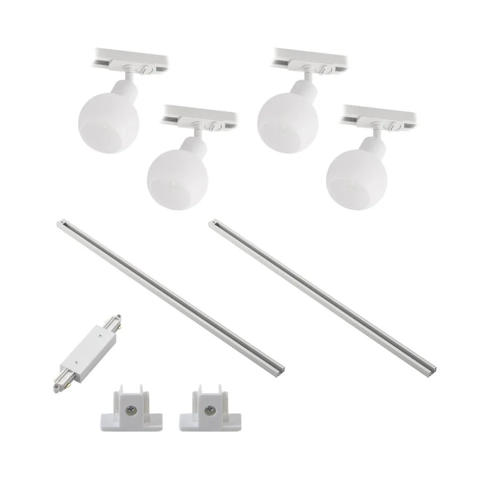 Lindby 1-fase railsysteem Linaro, E14, 4-lamps, wit