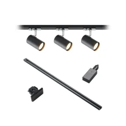 Lindby 1-fase railsysteem Linaro, GU10, 3-fasen, zwart