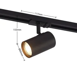 Lindby 1-fase railsysteem Linaro, GU10, 3-fasen, zwart
