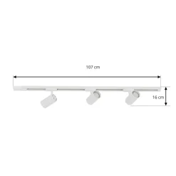 Lindby 1-fase railsysteem Linaro, GU10, 3-lamps, wit