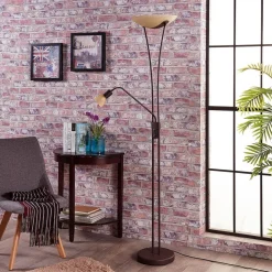 Lindby Felicia uplighter met leeslamp, roest