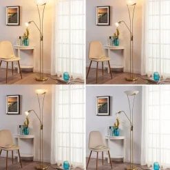 Lindby Felicia uplighter met leeslamp, messing