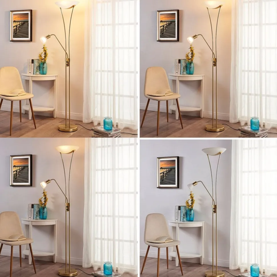 Lindby Felicia uplighter met leeslamp, messing