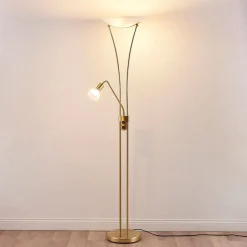 Lindby Felicia uplighter met leeslamp, messing