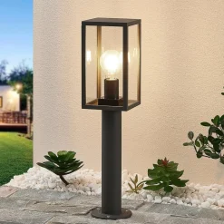 Lindby Filimon sokkellamp, 50 cm, antraciet, IP44, E27