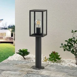 Lindby Filimon sokkellamp, 50 cm, antraciet, IP44, E27