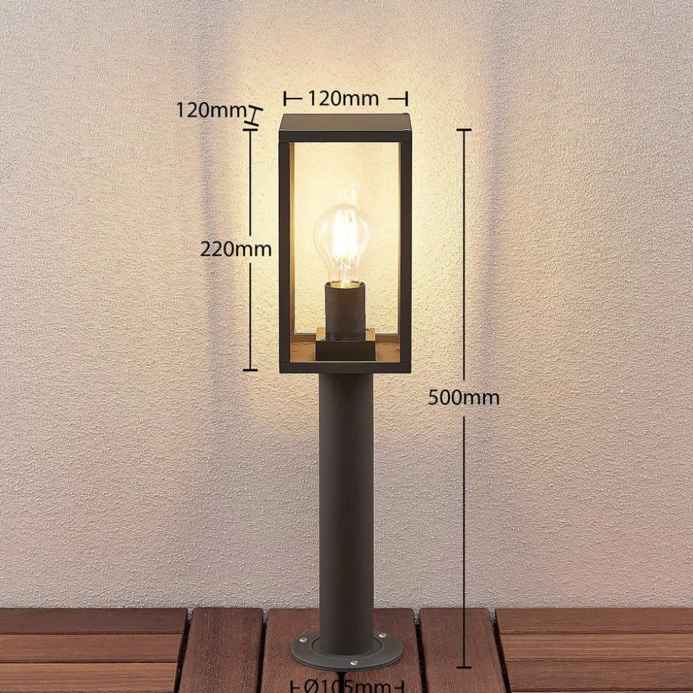 Lindby Filimon sokkellamp, 50 cm, antraciet, IP44, E27