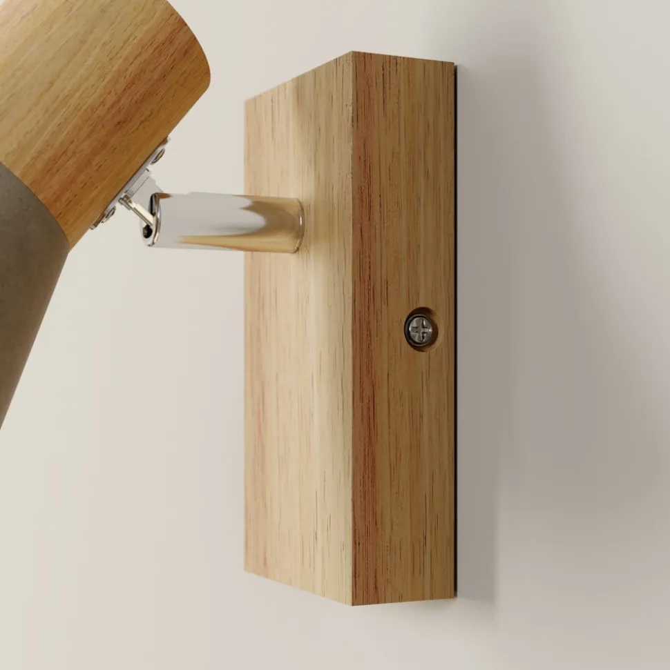 Lindby Filiz spot, 12 cm hoog, hout, beton, E14