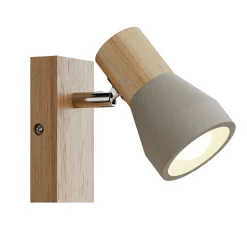 Lindby Filiz spot, 12 cm hoog, hout, beton, E14