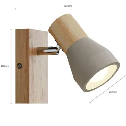 Lindby Filiz spot, 12 cm hoog, hout, beton, E14