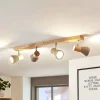 Lindby Filiz spot, 4-lamps, 77 cm, hout, beton, E14
