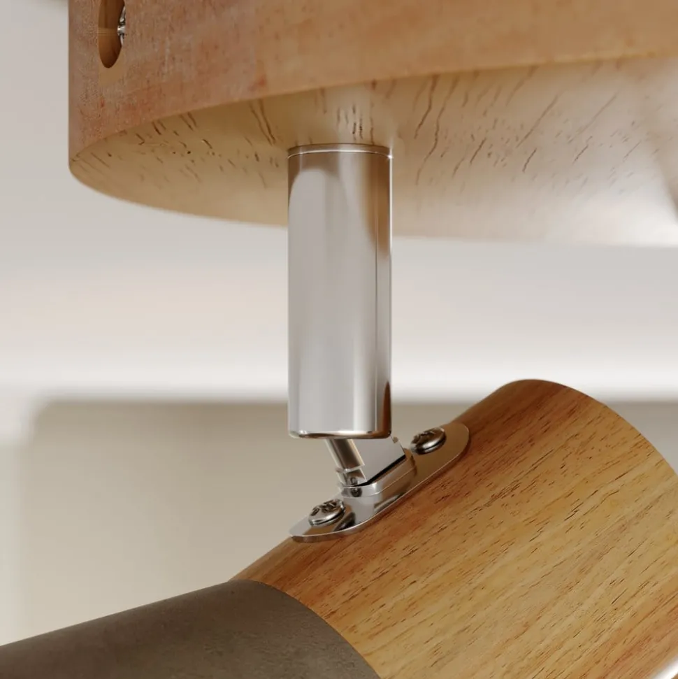 Lindby Filiz spot, 3-lamps, Ø 20 cm, hout, beton, E14