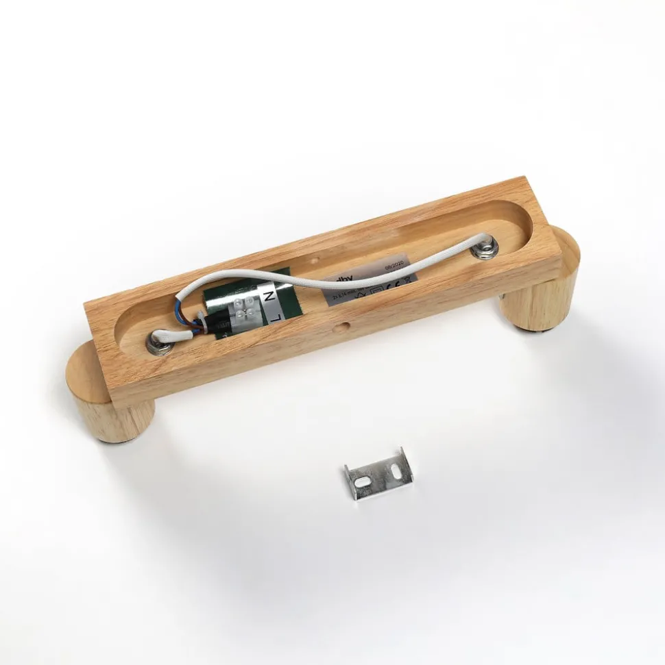 Lindby Filiz spot, 2-lamps, 27 cm, hout, beton, E14