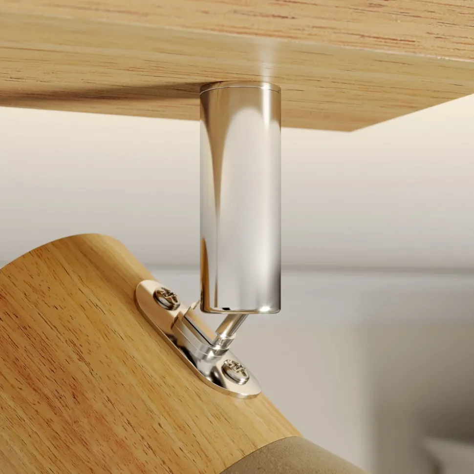 Lindby Filiz spot, 2-lamps, 27 cm, hout, beton, E14