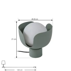 Lindby Fiora tafellamp, groen, glas, metaal, Ø 20 cm