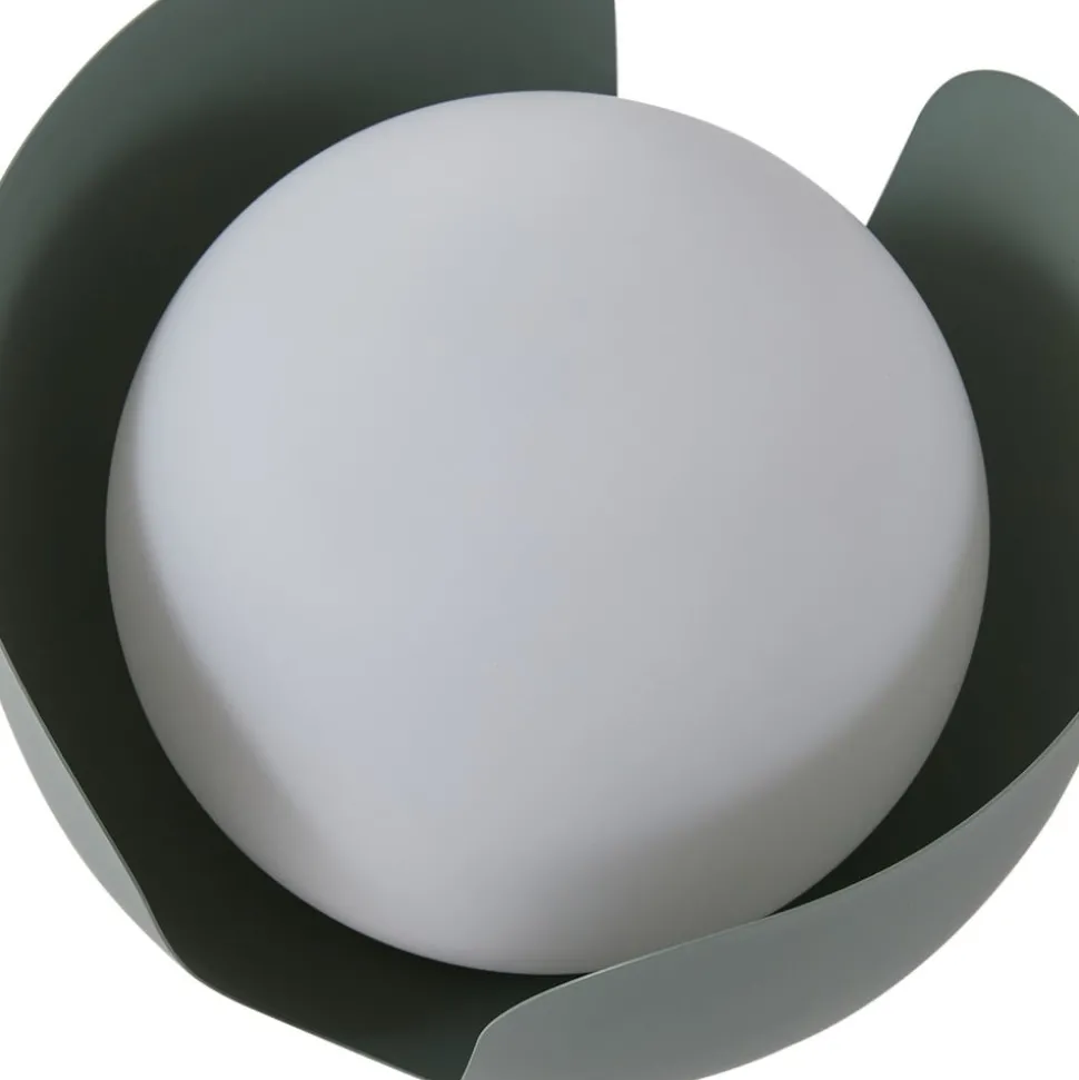 Lindby Fiora tafellamp, groen, glas, metaal, Ø 20 cm