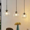 Lindby Firano hanglamp, 110 cm, 3-lamps, antraciet, glas