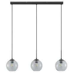 Lindby Firano hanglamp, 110 cm, 3-lamps, antraciet, glas
