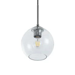 Lindby Firano hanglamp, 110 cm, 3-lamps, antraciet, glas