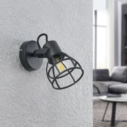 Lindby Flintos kooi-spot, 1-lamp, zwart