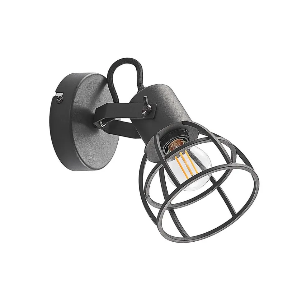 Lindby Flintos kooi-spot, 1-lamp, zwart