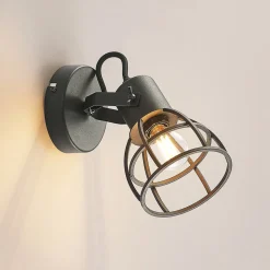 Lindby Flintos kooi-spot, 1-lamp, zwart