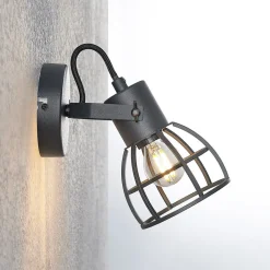 Lindby Flintos kooi-spot, 1-lamp, zwart