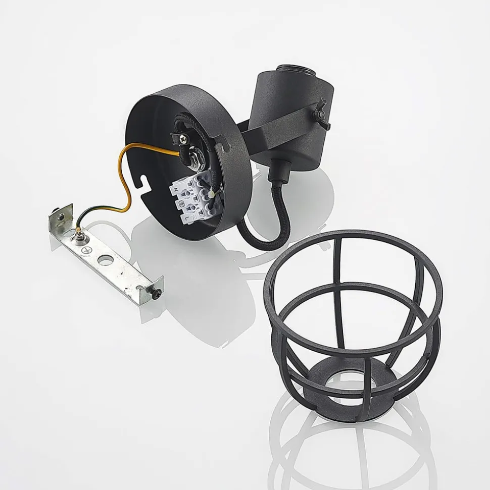 Lindby Flintos kooi-spot, 1-lamp, zwart