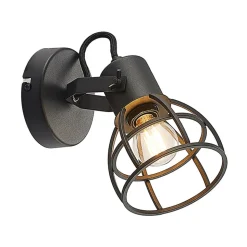 Lindby Flintos kooi-spot, 1-lamp, zwart