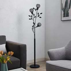Lindby Florentine vloerlamp Kanye, 160 cm, zwart, 3-lamps.