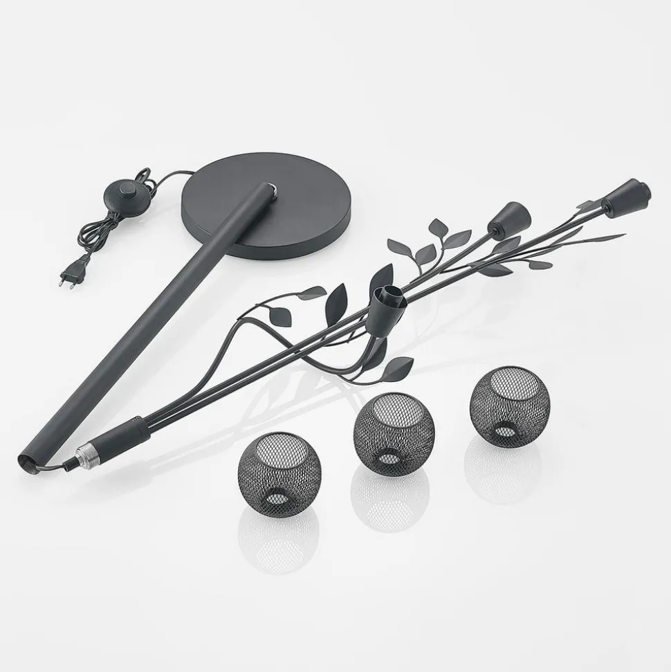 Lindby Florentine vloerlamp Kanye, 160 cm, zwart, 3-lamps.