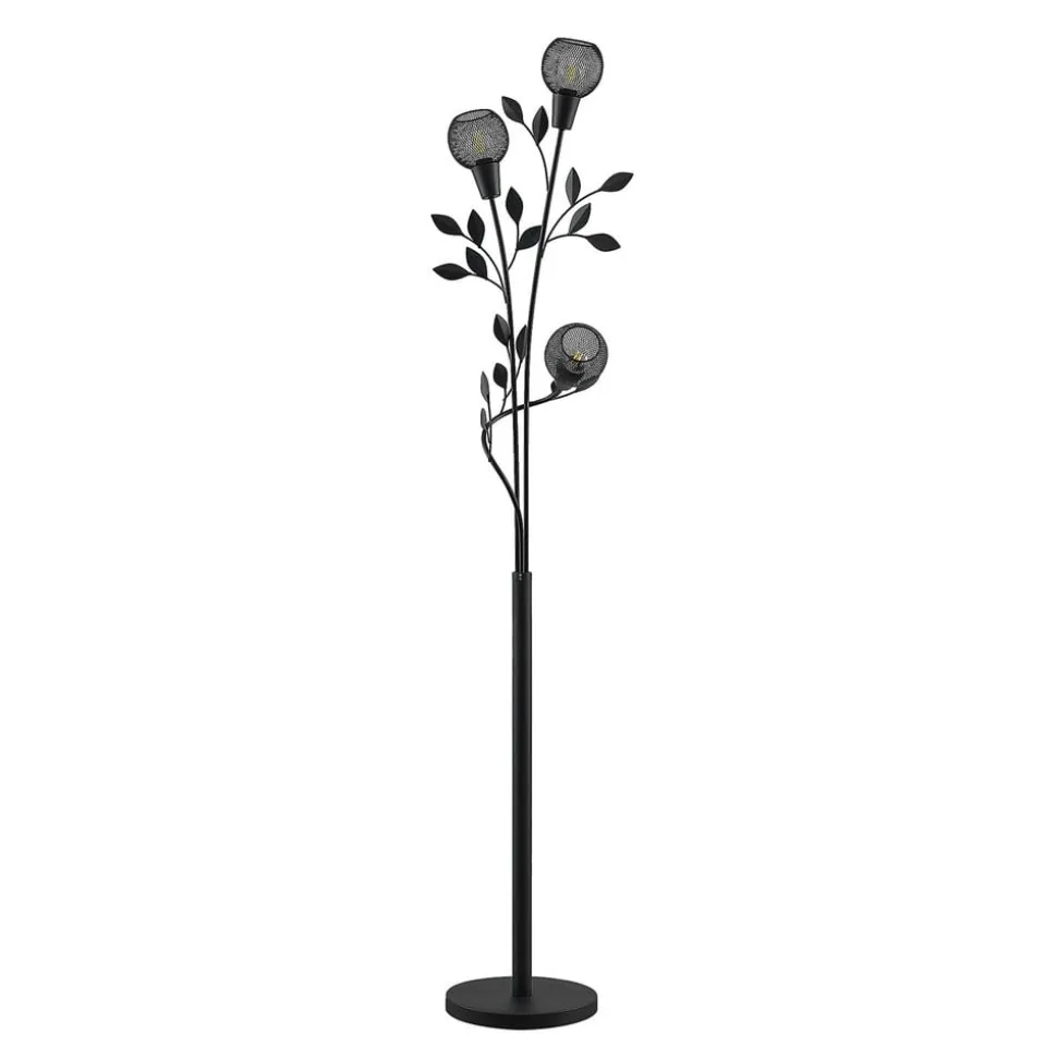 Lindby Florentine vloerlamp Kanye, 160 cm, zwart, 3-lamps.