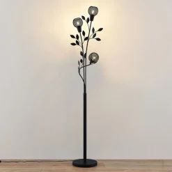 Lindby Florentine vloerlamp Kanye, 160 cm, zwart, 3-lamps.