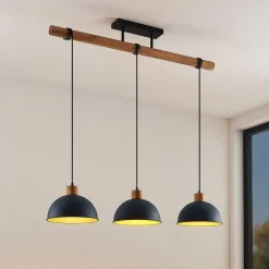 Lindby Flurin hanglamp, 3-lamps, 107cm, zwart, metaal