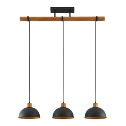 Lindby Flurin hanglamp, 3-lamps, 107cm, zwart, metaal
