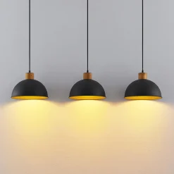 Lindby Flurin hanglamp, 3-lamps, 107cm, zwart, metaal