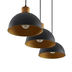 Lindby Flurin hanglamp, 3-lamps, 107cm, zwart, metaal