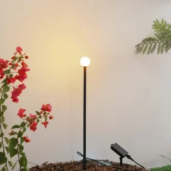 Lindby Freydis LED lamp op zonne-energie, zwart, aluminium, 2.000 K