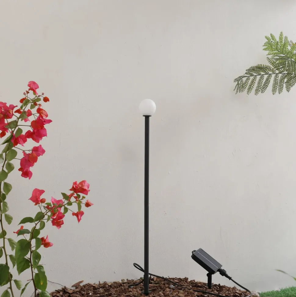 Lindby Freydis LED lamp op zonne-energie, zwart, aluminium, 2.000 K