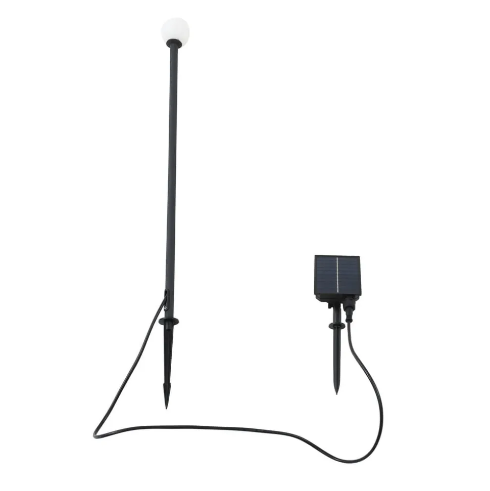 Lindby Freydis LED lamp op zonne-energie, zwart, aluminium, 2.000 K