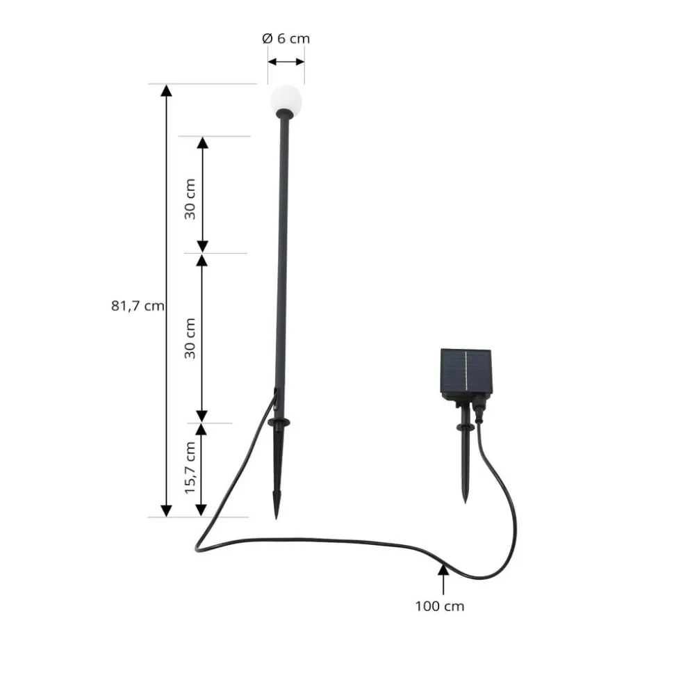 Lindby Freydis LED lamp op zonne-energie, zwart, aluminium, 2.000 K