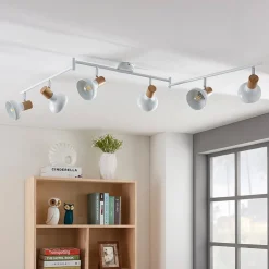 Lindby Fridolin plafondspot, 160cm, 6-lamps, wit, metaal