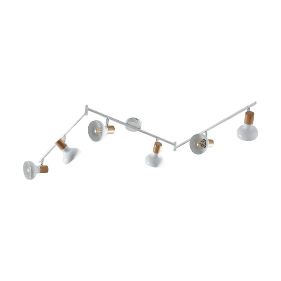 Lindby Fridolin plafondspot, 160cm, 6-lamps, wit, metaal