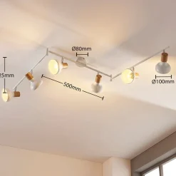 Lindby Fridolin plafondspot, 160cm, 6-lamps, wit, metaal